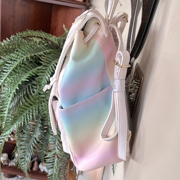 NWT Betsey Johnson Kitty Cat Unicorn Pastel Ombre Large Drawstring Backpack main image 9